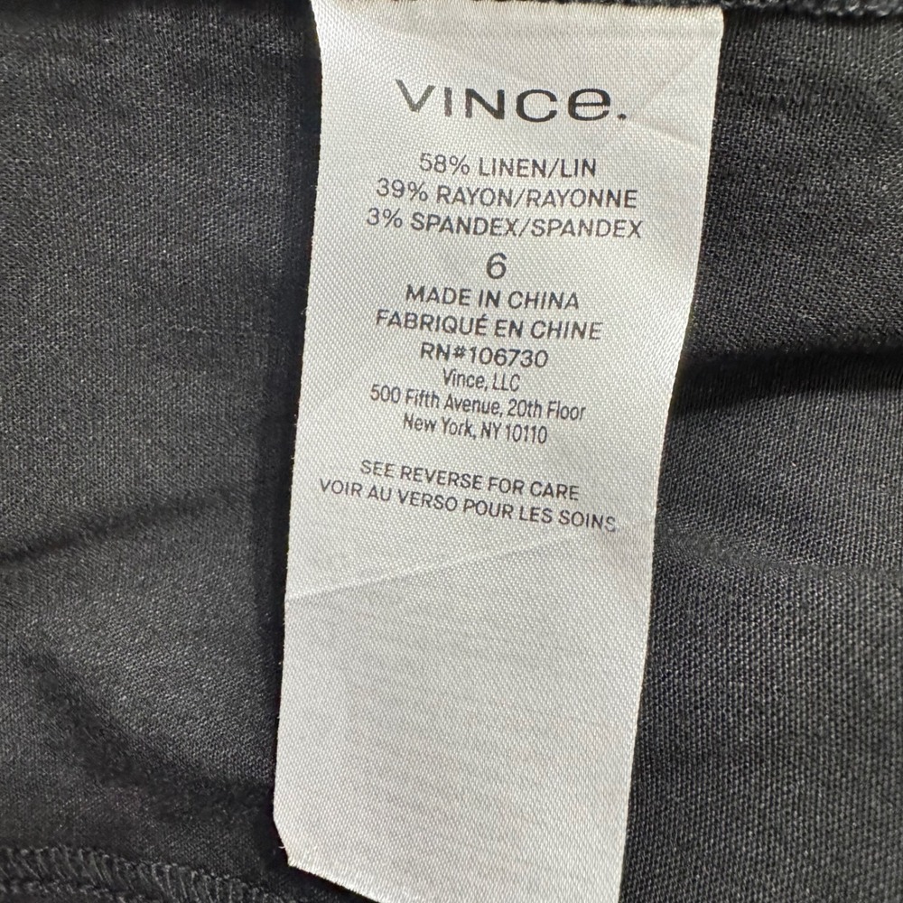 Vince Tank Top 6 Black Excellent Wide Strap Cropped Linen Shell V571212139 - Picture 8 of 10